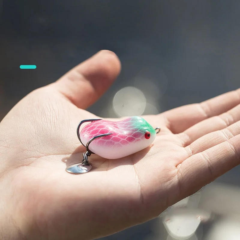 Mini Soft Frog Fishing Lure Spinner Bait Metal Sequin Double Hook Thunder Frog Bait 7/12G Micro Topwater Wobblers Swimbait