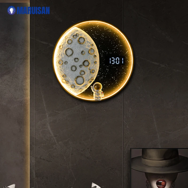 

Modern LED Wall Lights Living Bedroom Bedside Lamp Clock Astronaut Sconce Wall Light Home Decor Lamp Sofa Background Wall clock