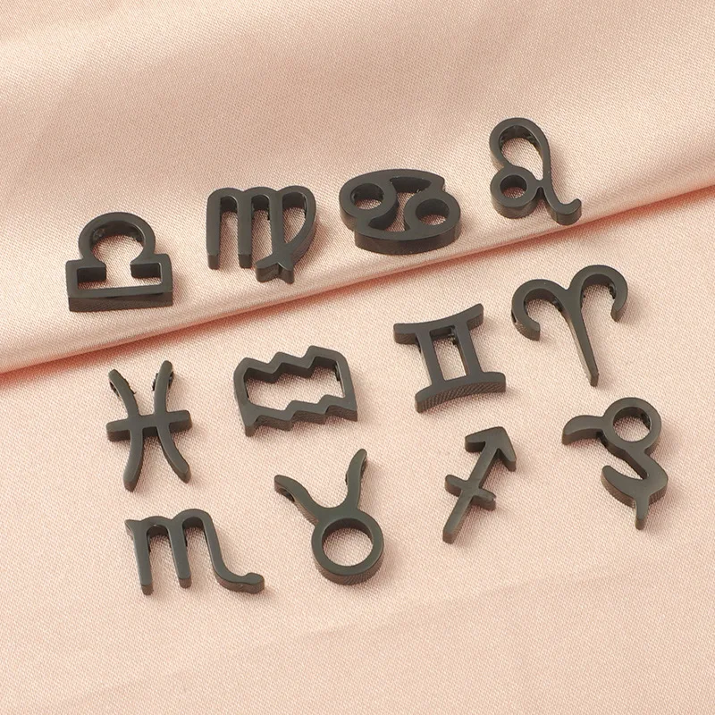 12Pcs/Lot 4 Color Mirror Polished Stainless Steel Twelve Zodiac  Constellation Connectors Charms For DIY Making Bracelets