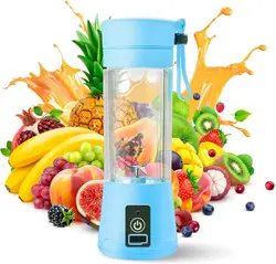 Compact USB Rechargeable Electric Juicer and Smoothie Maker (Blue)