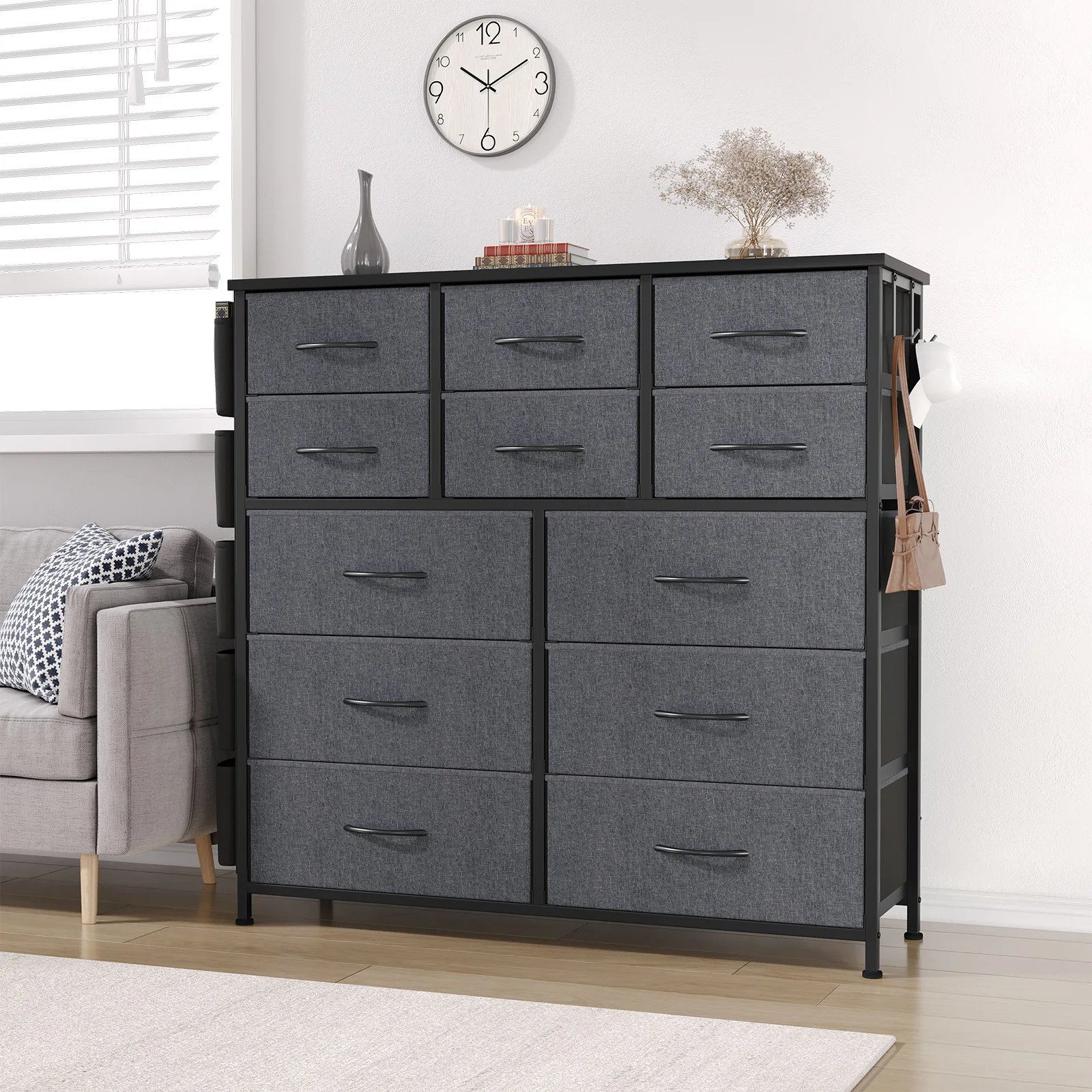 Dresser for Bedroom with 12 Drawer Dressers Chests of Drawers for Hallway Storage Organizer Unit with Fabric Sturdy Metal Frame 2