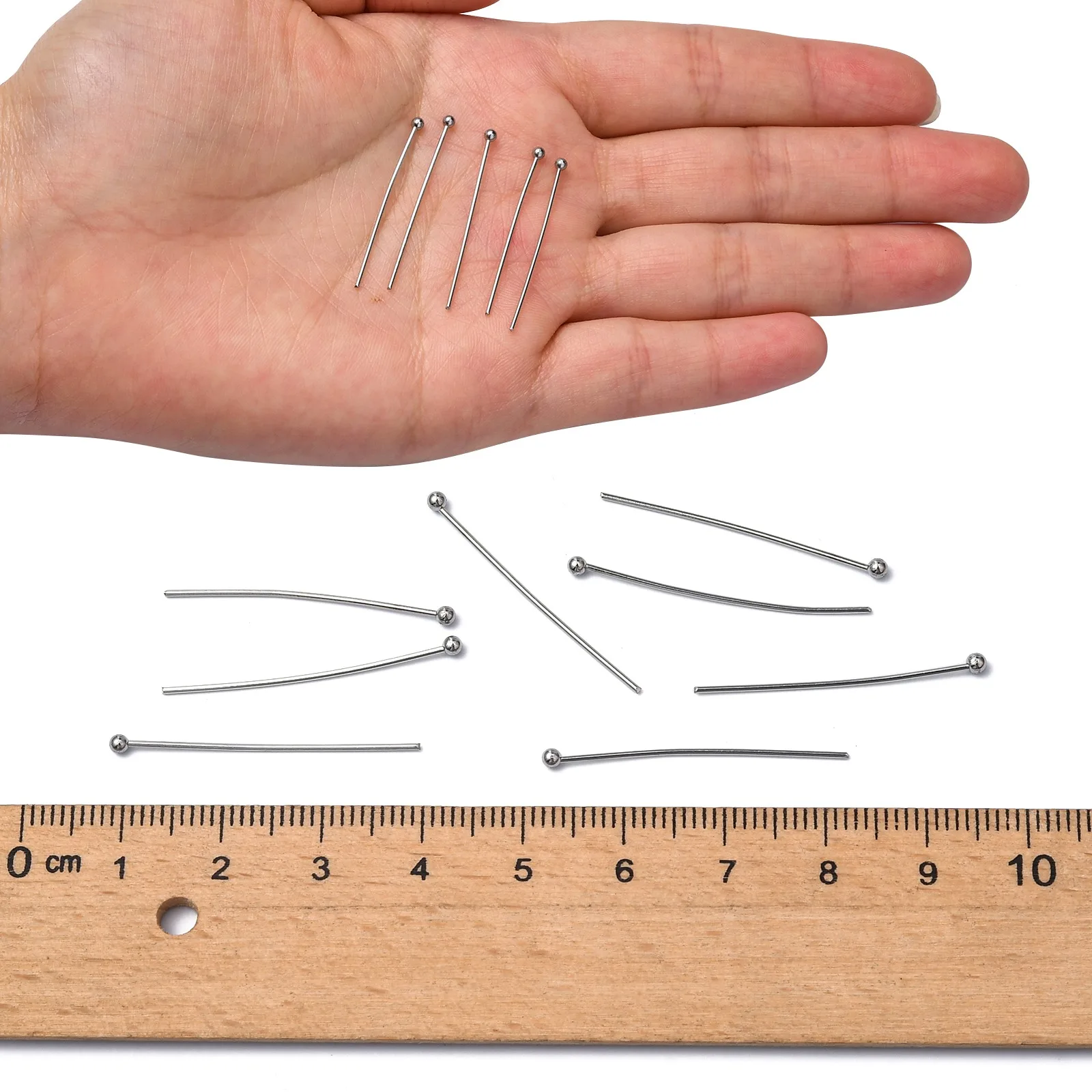 500pcs 304 Stainless Steel Ball Head Pins For Jewelry Making Needlework Handmade Components Findings 18 20 25 30 35mm