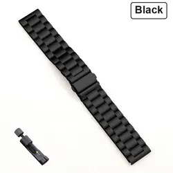 Stainless Steel Adjustable Watch Band Bracelet, available in 18mm, 20mm, 22mm sizes - 20mm Strap (Black)
