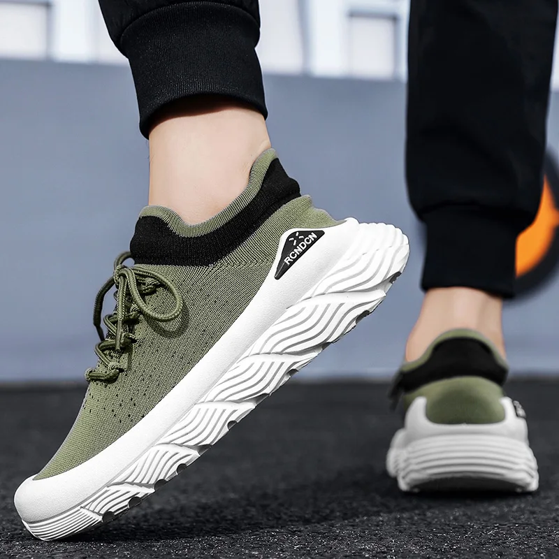 Men's Shoe Fly Woven Lightweight Comfortable Men's Safety Shoes Casual Breathable Sneakers Fashionable Lace Up Running Shoes 4