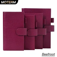 Moterm Firm Pebbled Grain Leather Beetroot Color Genuine Cowhide Planner Rings Notebook Cover Diary Agenda Organizer Journey 1