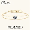 Lnngy 6.5mm 1ct Moissanite Bracelet 925 Sterling Silver Certified Double Chain Bracelets For Women Charm Wedding Jewelry Gift