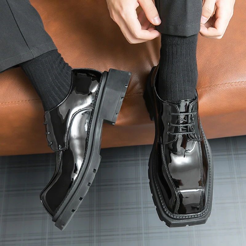 Men Black Dress Shoes Leather Brogue Shoes for Male Formal Wedding Party Office Men Oxfords Business Moccasins