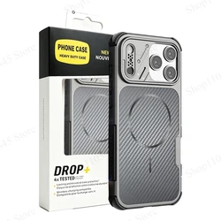 Heavy Duty Military Grade Shockproof Magnetic Case with Carbon Fiber Texture - iPhone 15 Plus (GRAY)