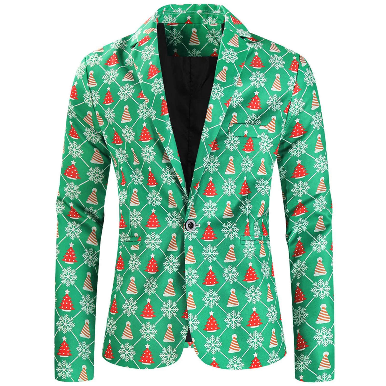 Blazer Fashion Slim Buttons Suit Party Costume Party Casual Men's Coat Jacket Christmas Print Fit Suit