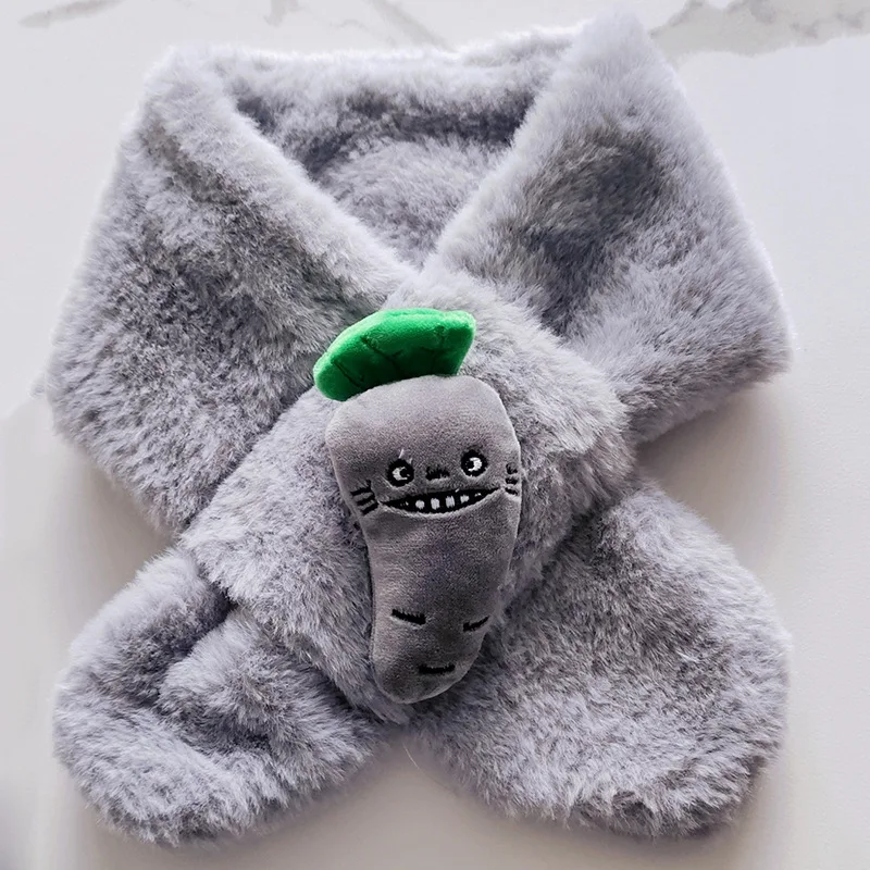 Autumn Winter Soft Plush Children Scarf Cute Cartoon Vegetables Girl Baby Thick Warm Scarf Outdoor Kids Neckerchief Baby Accesso