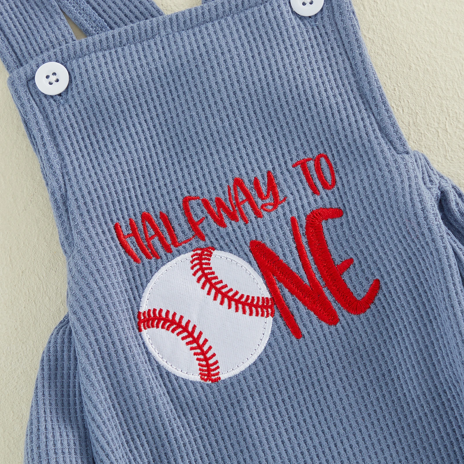 Pudcoco 베이비 보이 롬퍼 민소매 야구 자수 바디수트  플레이수트 오버올 3M-12M