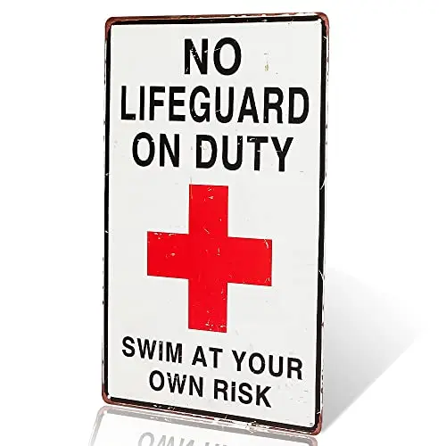 dingleiever-Outdoor Yard Pool Sign - No Lifeguard On Duty Swim at Your Own Risk Sign