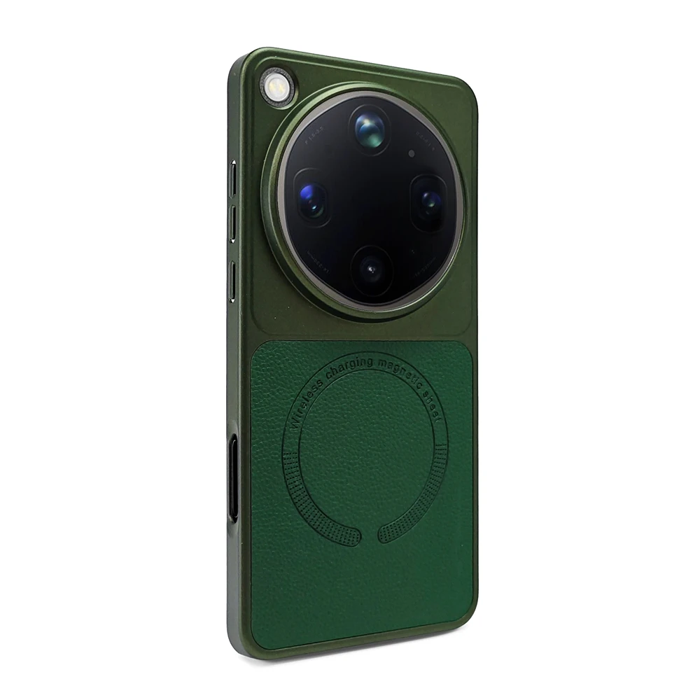 Luxury Litchi Texture PU Leather Magnetic Slim Case - Ultra Thin Wireless Charging Hard Cover
