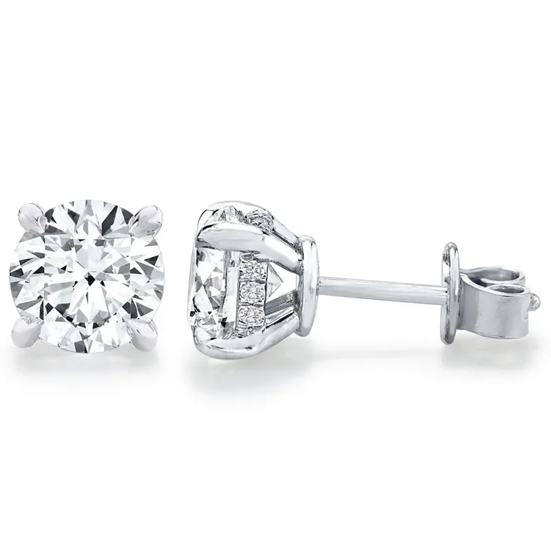 2 cttw Moissanite Earrings For Women 925 Sterling Silver Plated 18K Gold Fashion Simple Jewelry