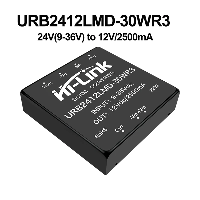 하이링크 단일 출력 DC-DC 전원 공급 장치 모듈, 30W, 3.3V, 8A, 5V, 6A, 12V, 2.5A, URB2405LMD-30WR3 URB2412LMD-30WR3, 9  36Vdc, 무료 배송