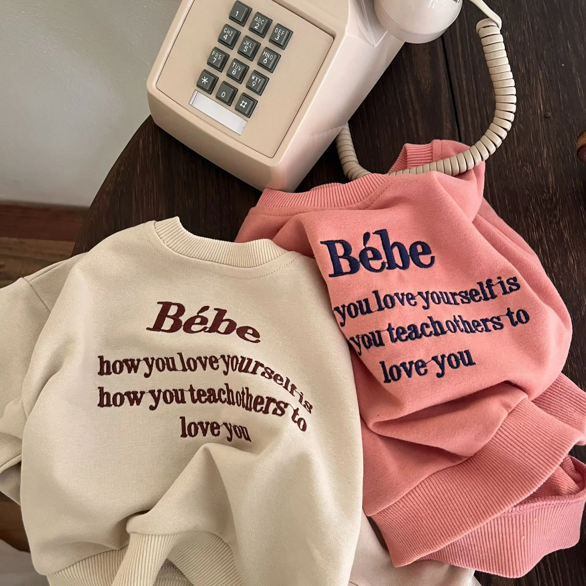 2024 Spring Girls Boys Casual Embroidery O-neck Sweatshirts Baby Kids Children Pullover Top