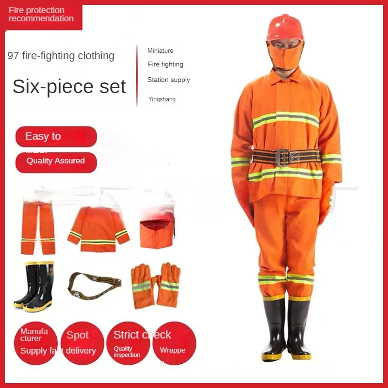 6Pcs High Quality 97 Fire Fighting Suit Fire Fighting Suit Five Piece Combat 02 Bunker Gear