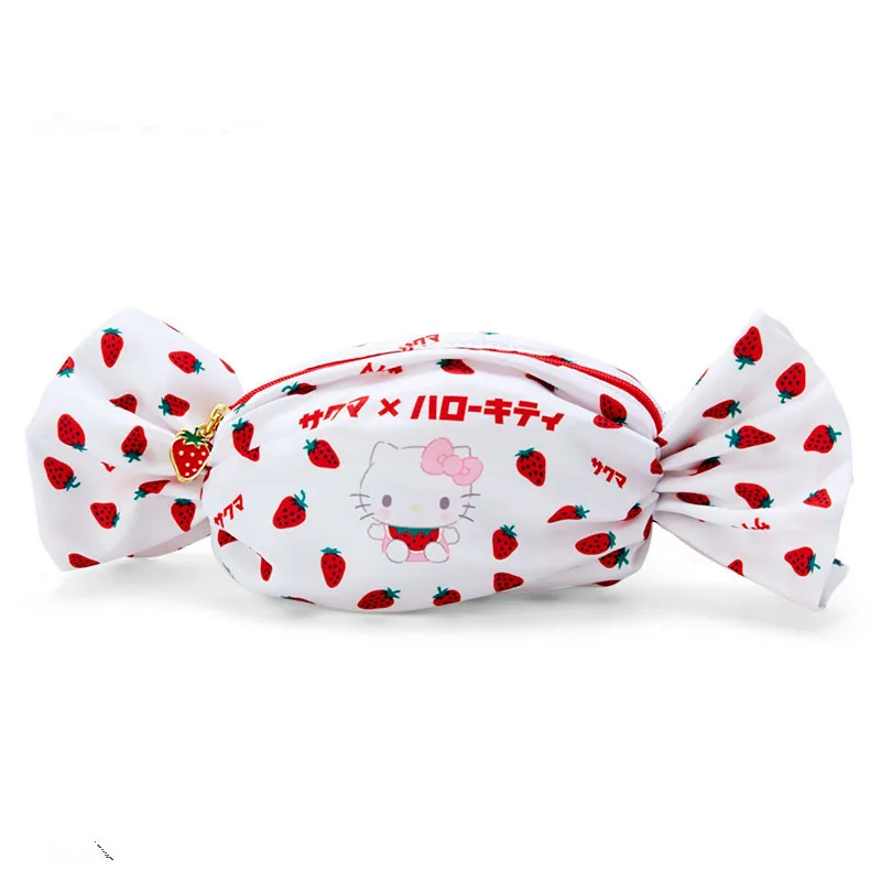 

Kawaii Anime Sanrio Hello Kitty Women Cosmetic Bag Cotton Cloth Makeup Pouch Hand Travel Bag Lipstick Cases Zipper Clutch Purse