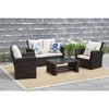 4-piece Set of Outdoor Courtyard Furniture, Courtyard Conversation Sofa with Seat Cushion, Hand Woven Rattan Sofa 3