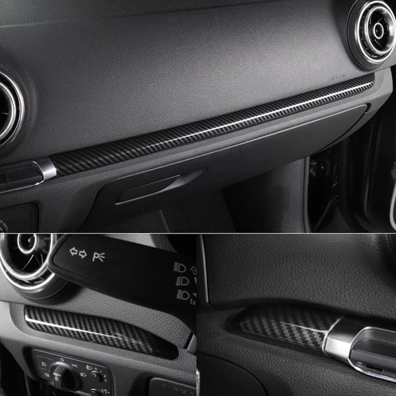 

LHD Interior Moldings Center Console Dashboard Trim Strips Decor Cover ABS Carbon Fiber Style For Audi A3 8V 2014-2018 S3 2017