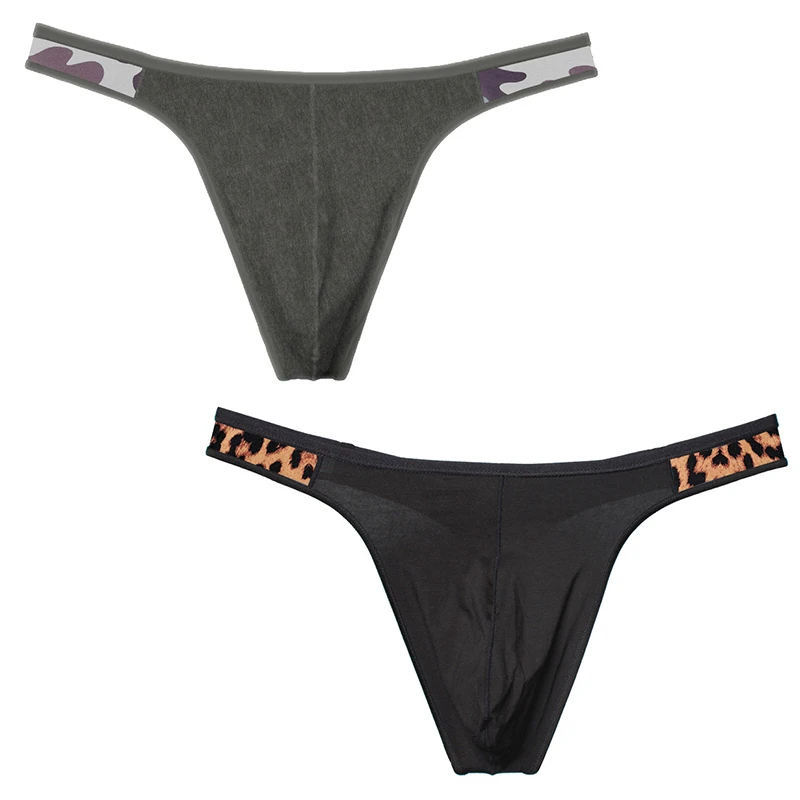 2pcs Mens Thong Cotton Sexy Underwear Seamless T Back Bikini Penis Pouch Briefs Sissy Panties Sexy Gay G Strings Thong Underwear