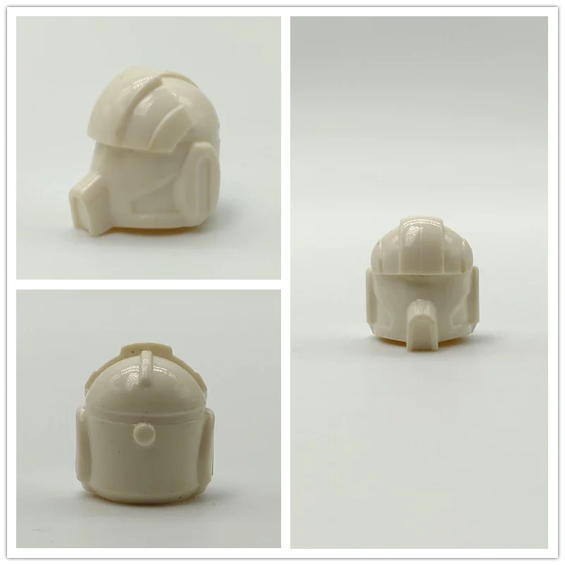 100 pcs pure white helmet head Figure Building Block Model accessories Toys for children minifigures 6