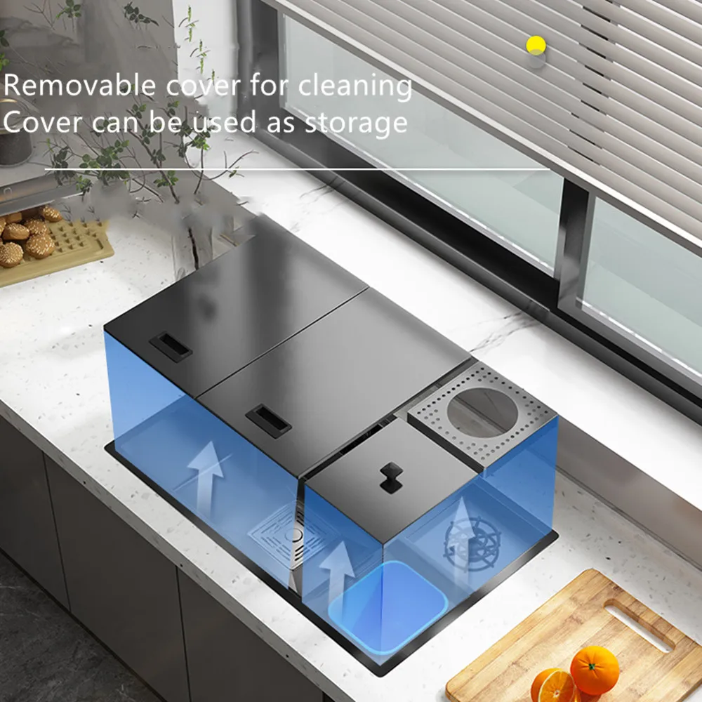78x46cm Nano Hidden Kitchen Sink 304 Stainless Steel Cup Washer Household Washing Vegetable Basin With Trash Can