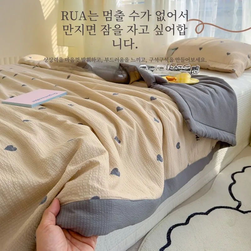 클래스 A 버블 천 여름 시원함 에어컨 호환 가능 세탁 가능 폴리에스터 섬유 충전 빈형 어린이용 봄 가을 스타일 인용 기숙사용 경량 담요