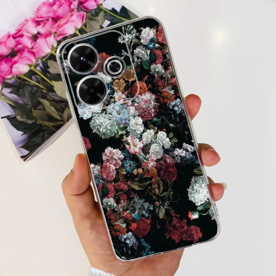 2024 Fashion Tulip Flower & Butterfly Soft Silicone Clear Phone Case