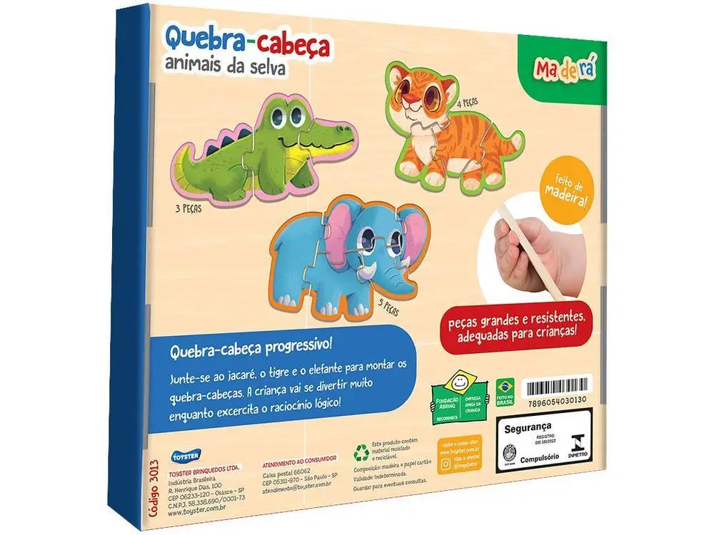 Quebra-cabeça 12 Peças Educativo Maderá 2