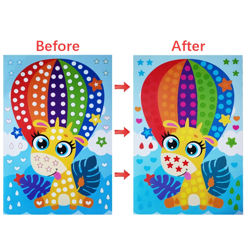 DIY Colorful Dot Mosaic Puzzle Stickers Cartoon Animal Primary Learning Creative Educational Toys For Children Kids Games Gift 4