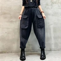 Jeans College rétro déFlexpour femmes, pantalons en denim, pantalons sarouel, taille élastique, mode printemps et été, fjXL, automne 2022 5