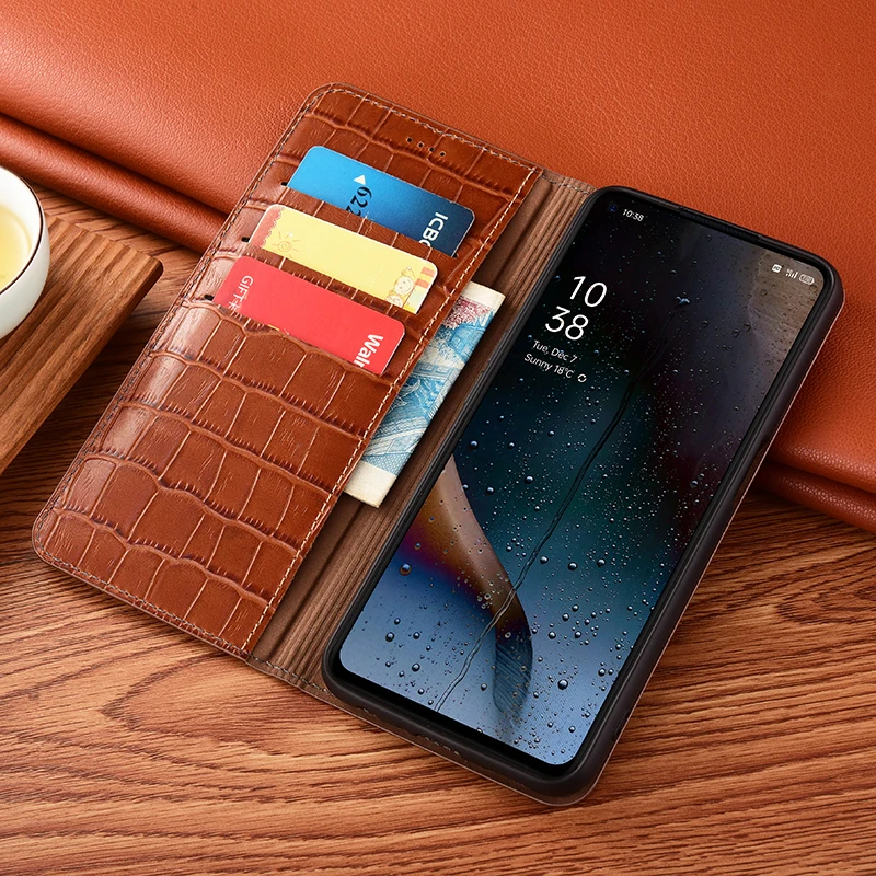 Bamboo Knot Pattern Genuine Leather Flip Phone Case in Cowhide