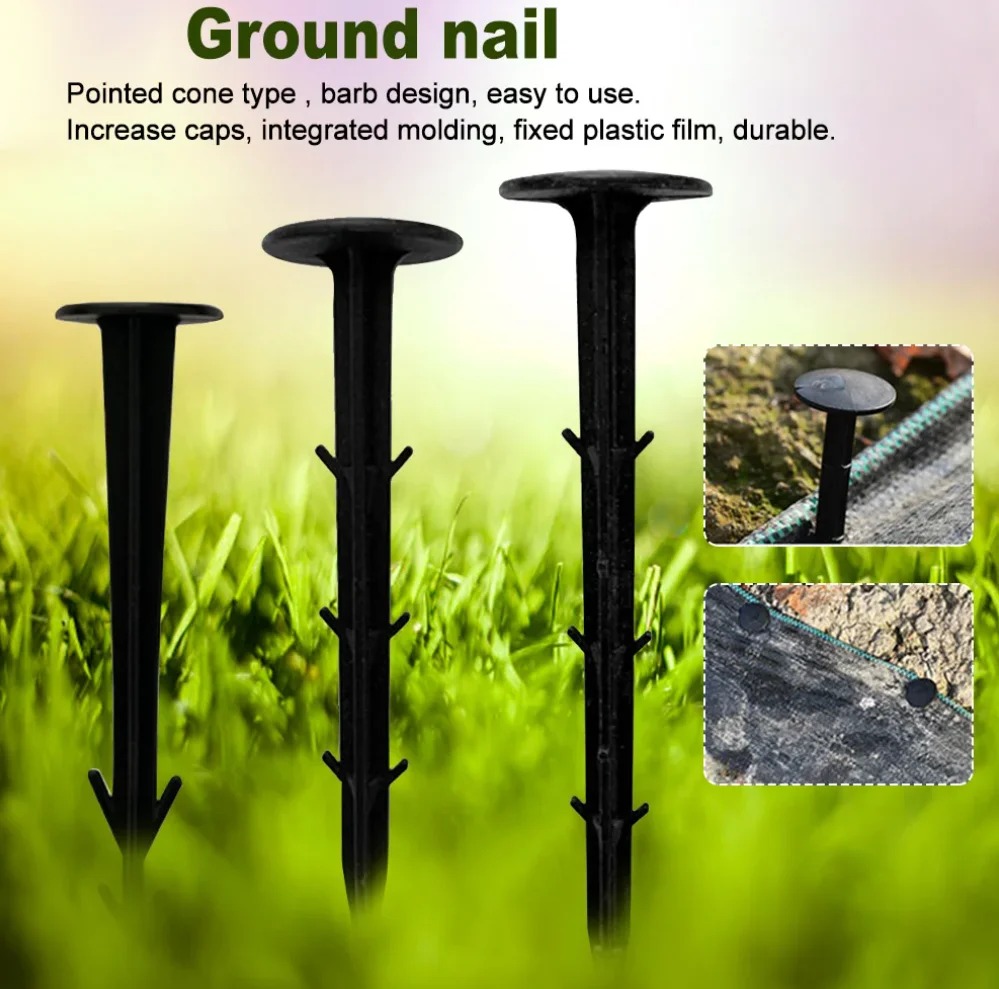 50pcs Ground Nail Film Fixed Garden Pegs Greenhouse Film Weed Prevention Ground Cloth Sunshade Fly Net Plastic Fixed Pegs