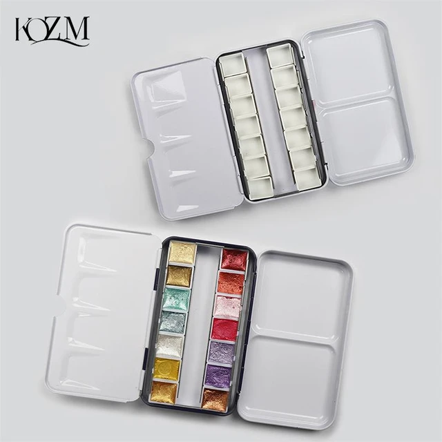 Watercolor Paints Tin Iron Box, Sub Packed Pigment Palette Storage