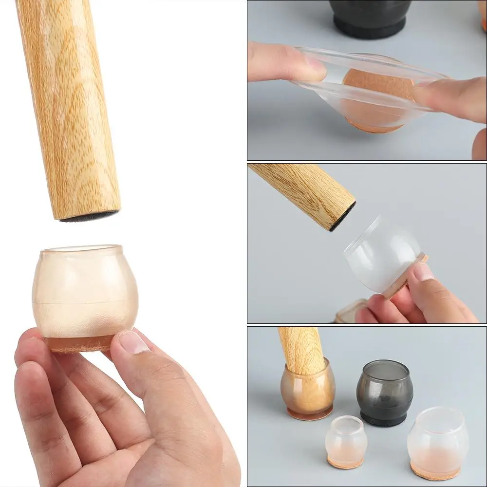 

4Pcs Useful Floor Protector Wear-resistant Thick With Felt Table Pads Chair Leg Caps Furniture Feet Covers Anti-slip Pad