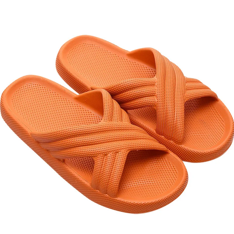 

Soft Cross Slippers For Women Shoes Indoor Summer Slides EVA Thick Sole Non-Slip Slides Men Bathroom Sandals Platform Slipper