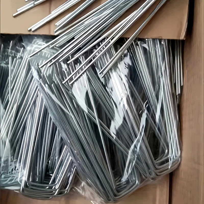 Landscape Staples 50pcs U-Shaped Garden Pins Garden Stakes Staples Heavy Duty Yard Lawn Tent Stakes Securing Pegs For Weed Ba garden staples