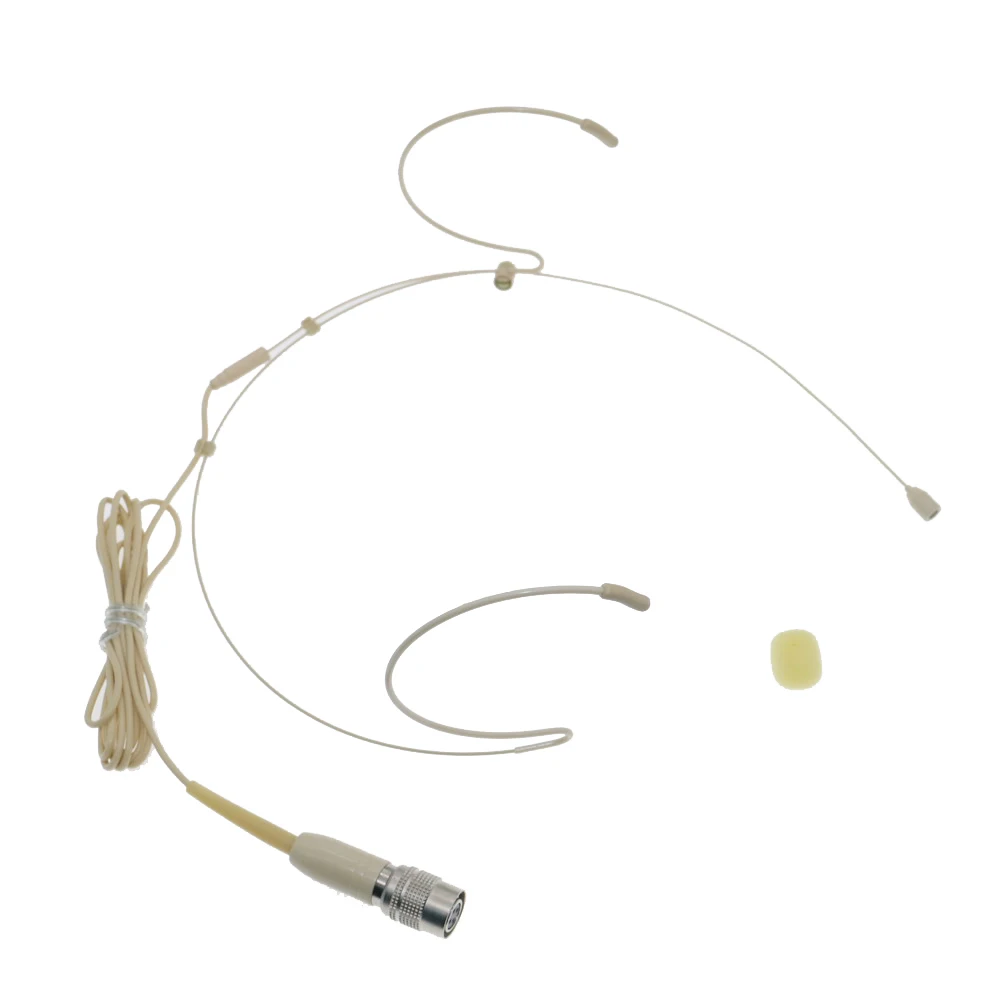 

Beige Omni Capsule Head Hook Headset Microphone For Audio Technica ATW Series Wireless Hirose 4Pin AT4