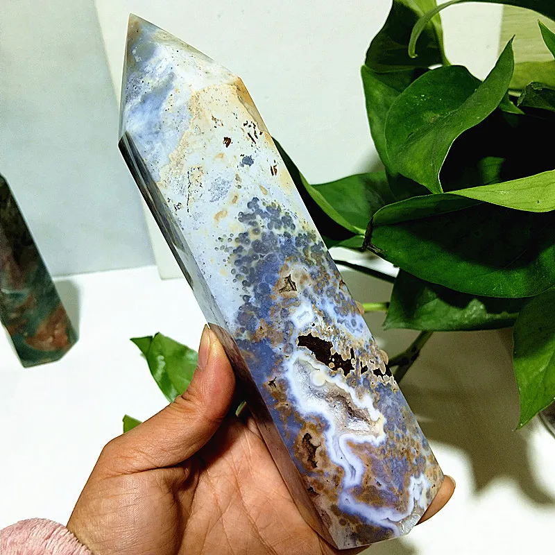 Natural Colorful Jasper Agate Tower Stone Druzy Wand Point Energy Meditation Spiritual Healing Crystals Feng Shui Room Decortion 4