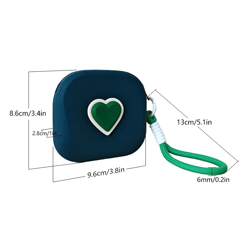 1Pc Love Heart Silicone Storage Bag Square with Lanyard Mini Cosmetic Bag Multifunctional Waterproof Coin Purse Earphone Storage
