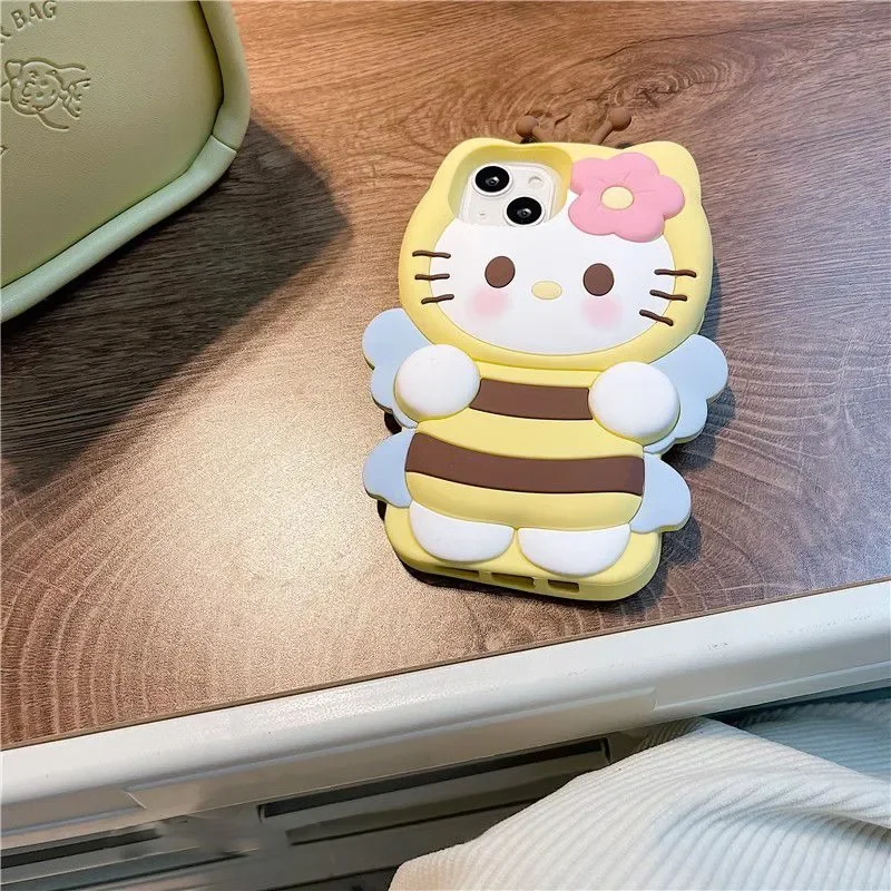 Хит продаж, чехлы Sanrio с 3D пчелами Hello Kitty для iPhone 15 14 13 ...