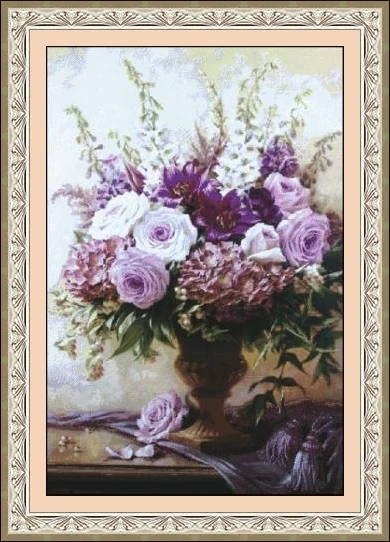 

Still Life Rose Flower Vase Counted Sewing 14CT Unprinted Cross Stitch Kits Embroidery Art DIY Handmade Needlework Home Decor