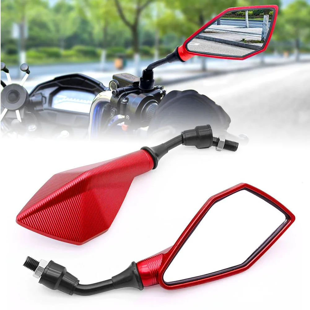 Motorcycle Mirror 2 pcs 10mm Motorcycle Rearview Mirrors Wide Angle Adjustable