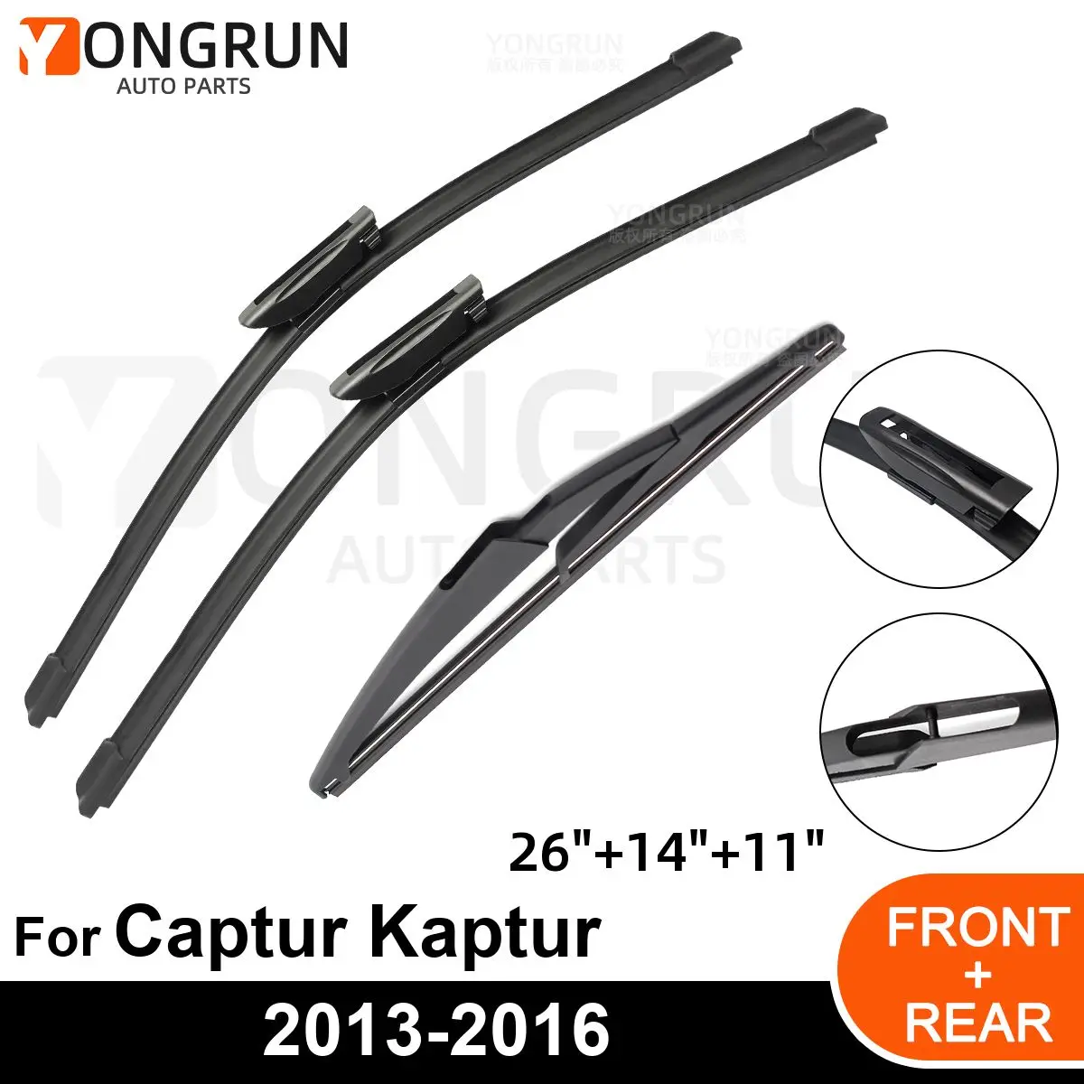 

Щетка стеклоочистителя переднего и заднего стекла автомобиля, резиновые аксессуары для Renault Captur Kaptur 26 дюймов 14 дюймов 11 дюймов 2013-2016 2014 2015