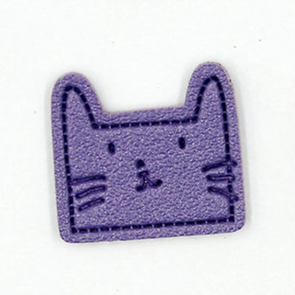 24 개/갑/팩 무작위 색상 고양이 인공 PU 가죽 라벨 태그 의류 가방 모자 태그 홈 인테리어 Diy 바느질 액세서리