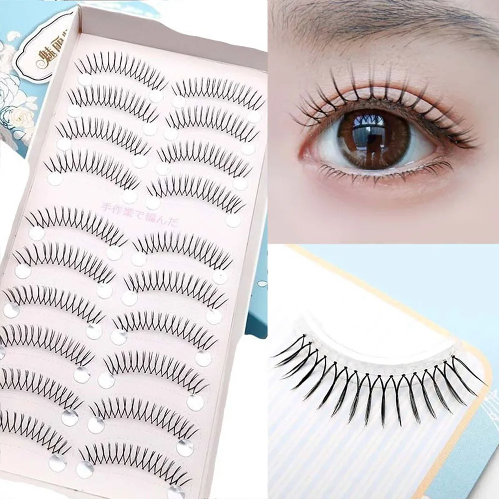 

10 Pairs 3D V Shaped False Eyelashes Natural Transparent Stem Lashes Fairy Grafting Eyelash Extension Handmade Soft Makeup Tools