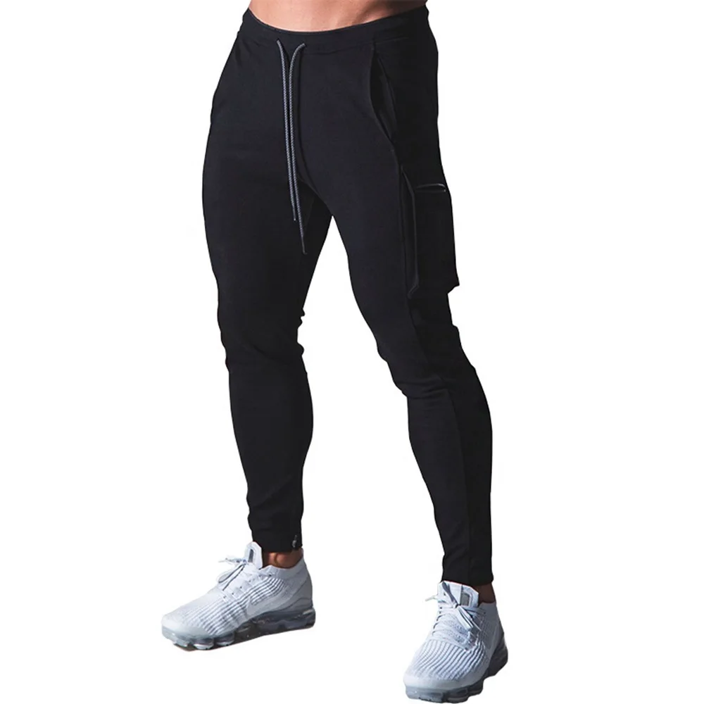 Mens-Cotton-Gym-Pants-Black-Running-Cargo-Pant-Joggers-Streetwear-Sport ...