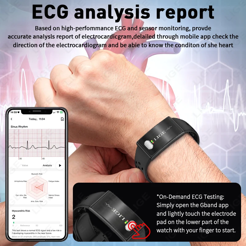 2026 신형 노스크린 스마트워치 ECG 스마트 팔찌 긴 배터리 수명 심박수 혈압 방수 피트니스 스포츠 손목밴드