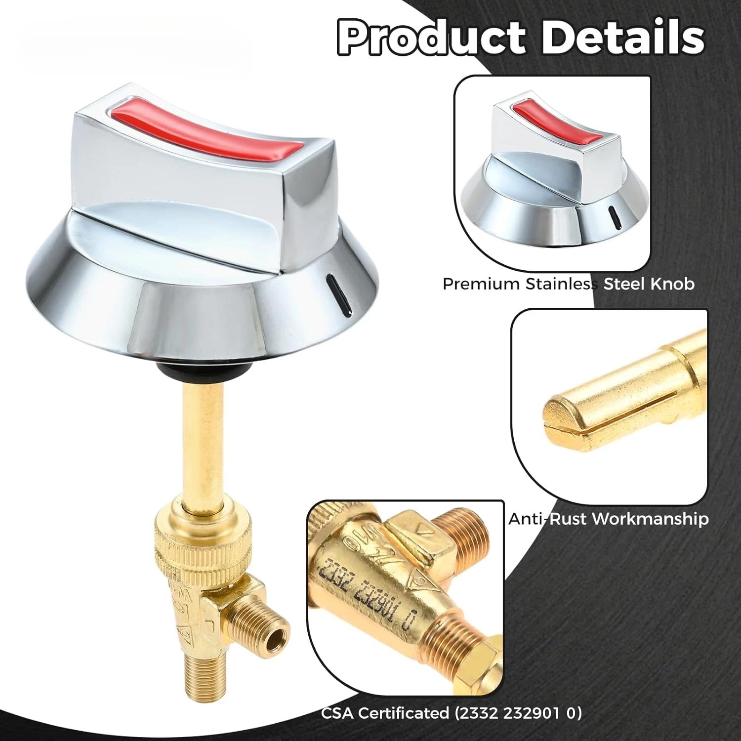 Gas Stove Range Valve with Metal Alloy Knob and Orifice Kit 0.7mm 1.2mm 2.0mm 2.5mm 3.2mm Fitting for Hotel Commercial Kitchen